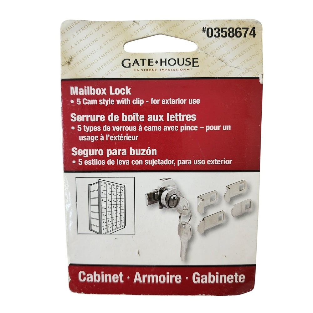 Gatehouse Mailbox Lock 5 Cam Style with Clip Nickel Finish 0358674 S4526-L NEW